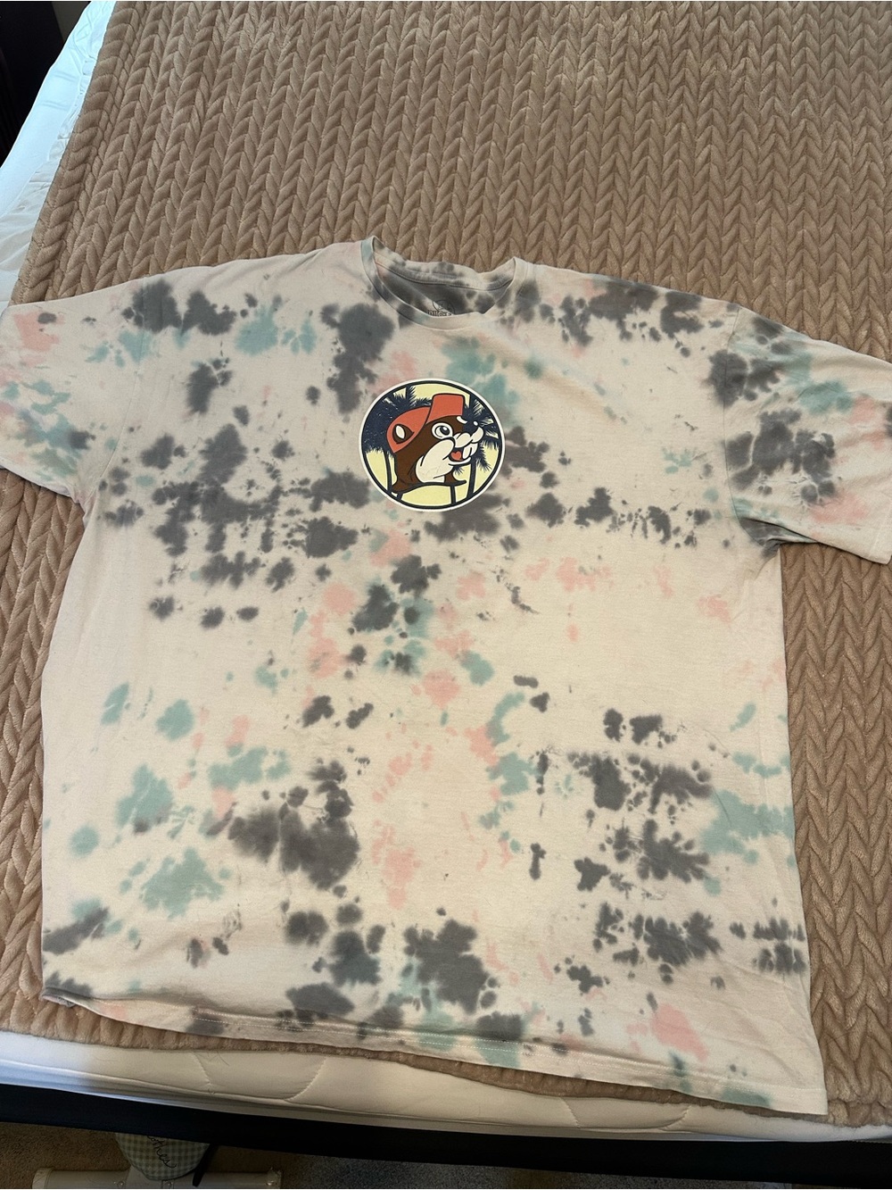 Tie-Dye Graphic T-Shirt with Cartoon Logo - Multicolored